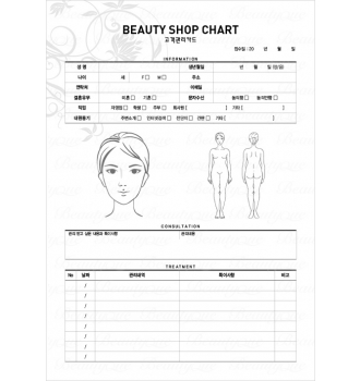 고객차트,피부관리고객차트,고객카드,고객관리차트-gc003
